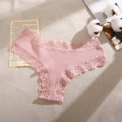 5Pcs/set Women Cotton Panties Floral Lace Intimate Underwear S-XL