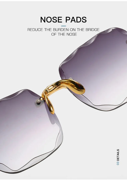 Sunglasses For Women ladies Rimless Diamond cutting Lens Brand Designer Ocean Shades