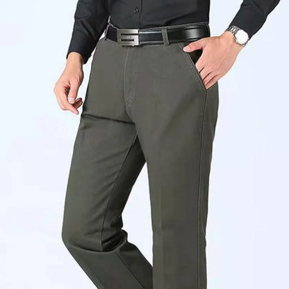 Summer Autumn Thick 100% Cotton Straight Leg Men's Pants