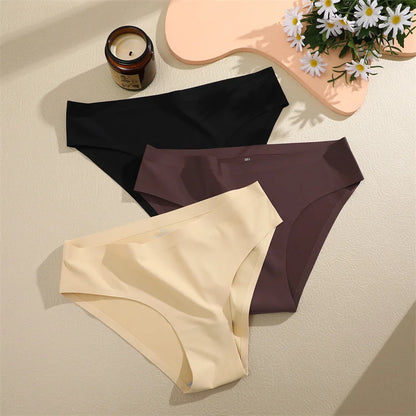 6PCS Women Seamless Panties Ice Silk Ultra Thin soft Low Rise