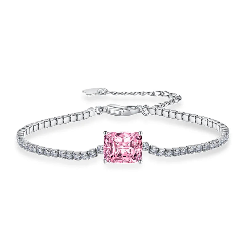 Moissanite Tennis Bracelets for Women Luxury Wedding Engagement Jewelry 925 Sterling Silver Bangles Plated 18K white gold