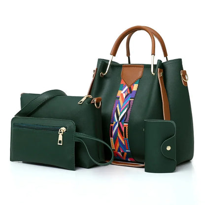 4 Pcs Luxury Handbag Large Capacity Women's Tote Shoulder, Wallet, Card Case Bag