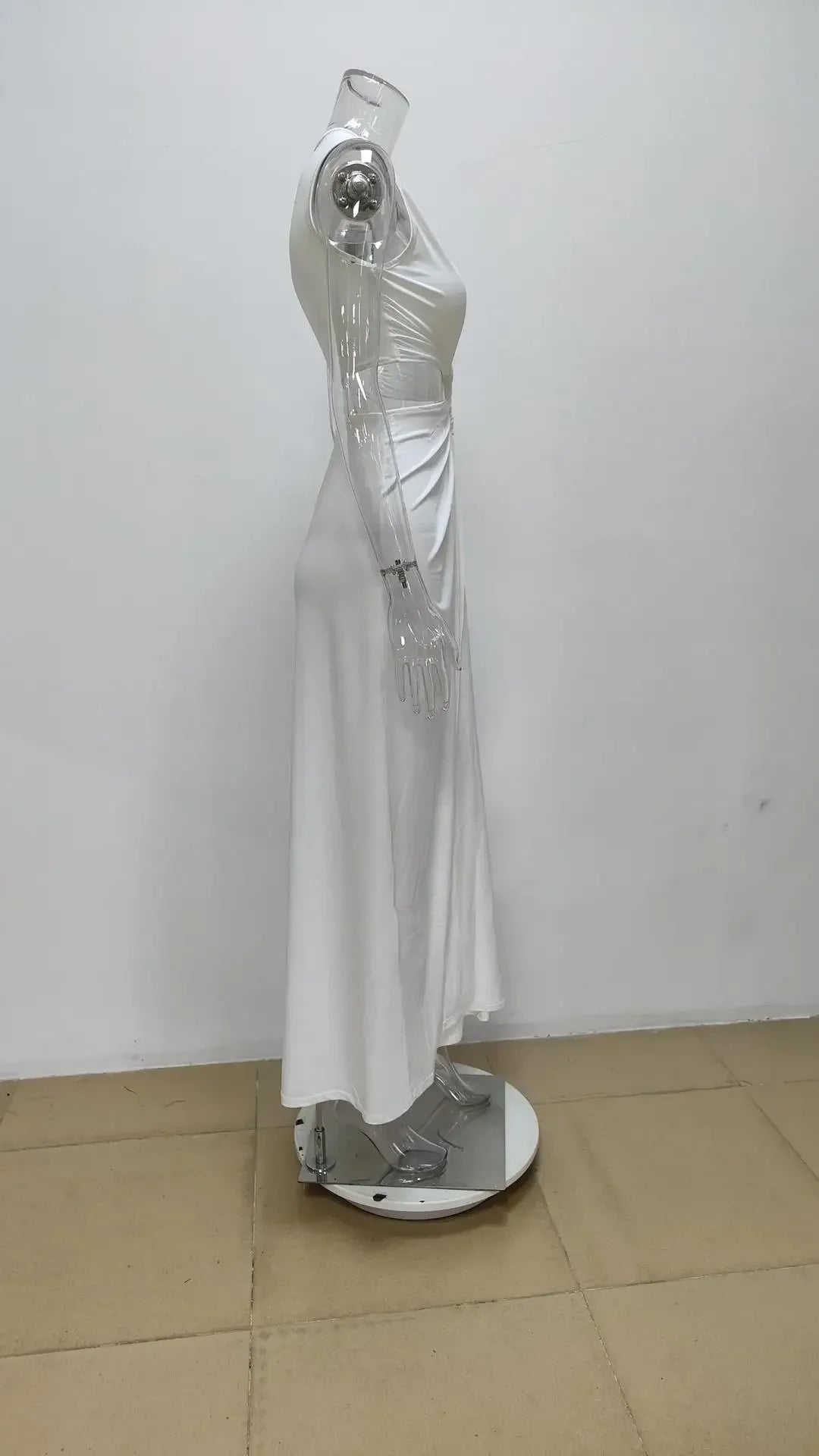 Summer Beach Sexy Maxi Dress Sexy Hollow Out Twist Knot High Split Sleeveless Deep V