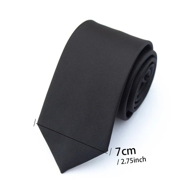 Classic Black Solid Ties for Men High Quality Women Neckties for Wedding Party Business Casual