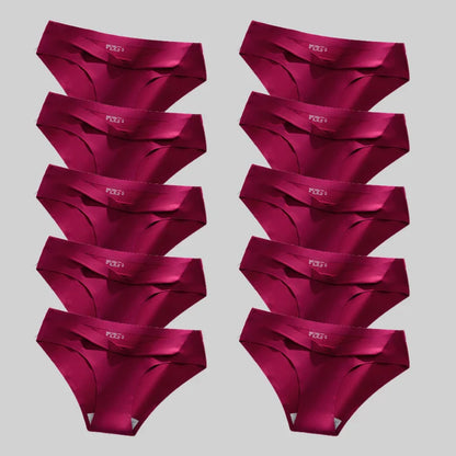 10PCS/Set Seamless women's Comfortable Underwear Silk Satin Breathable