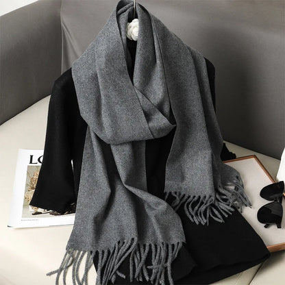 Color Solid Women Winter Scarf Warm Thicken Cashmere Shawl
