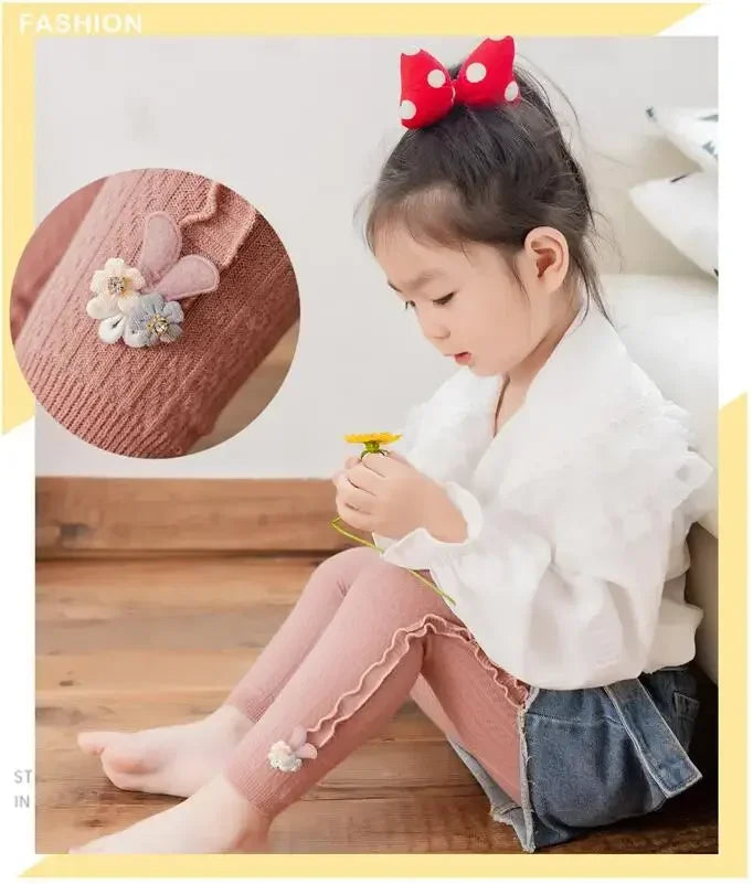 Girls Knitting Rabbit Leggings