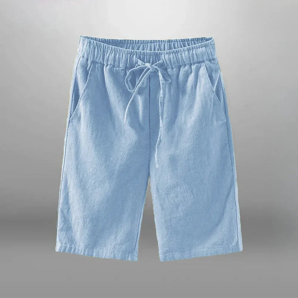 Men Cotton Linen Casual Breathable Beach Shorts