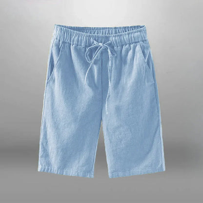Men Cotton Linen Casual Breathable Beach Shorts