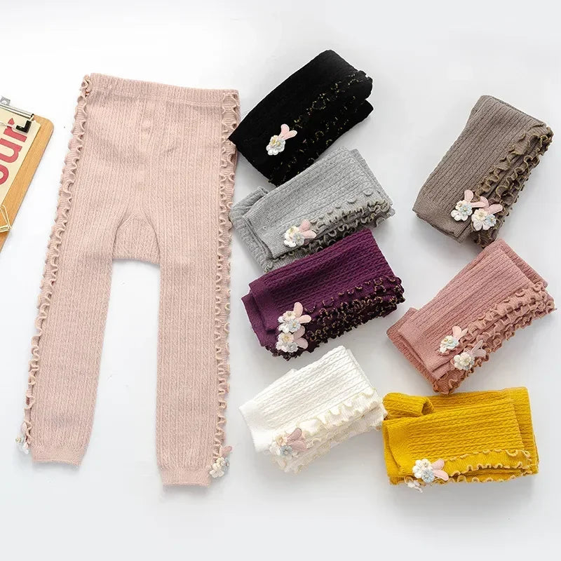 Girls Knitting Rabbit Leggings