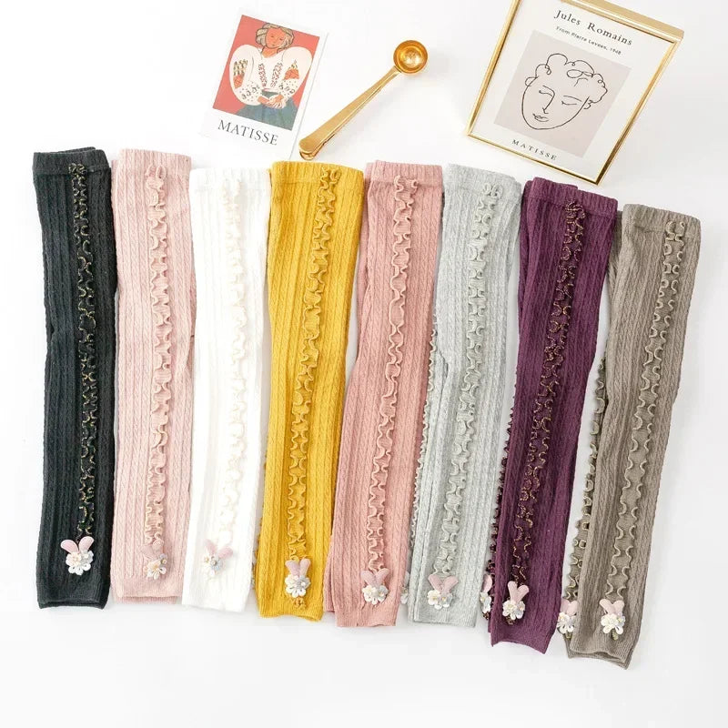 Girls Knitting Rabbit Leggings