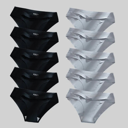 10PCS/Set Seamless women's Comfortable Underwear Silk Satin Breathable
