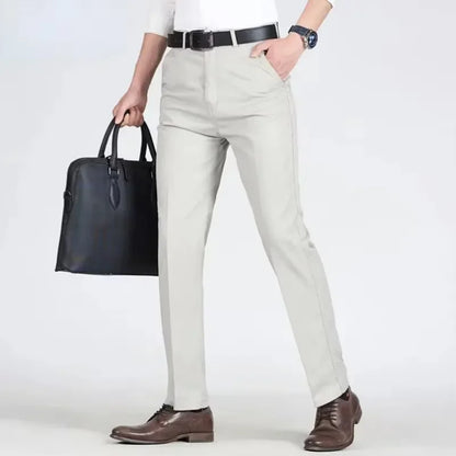 Summer Thin Cotton Men's Pants High Waist Straight Loose