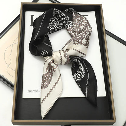 Luxury Brand Silk Satin Square Plaid Scarf