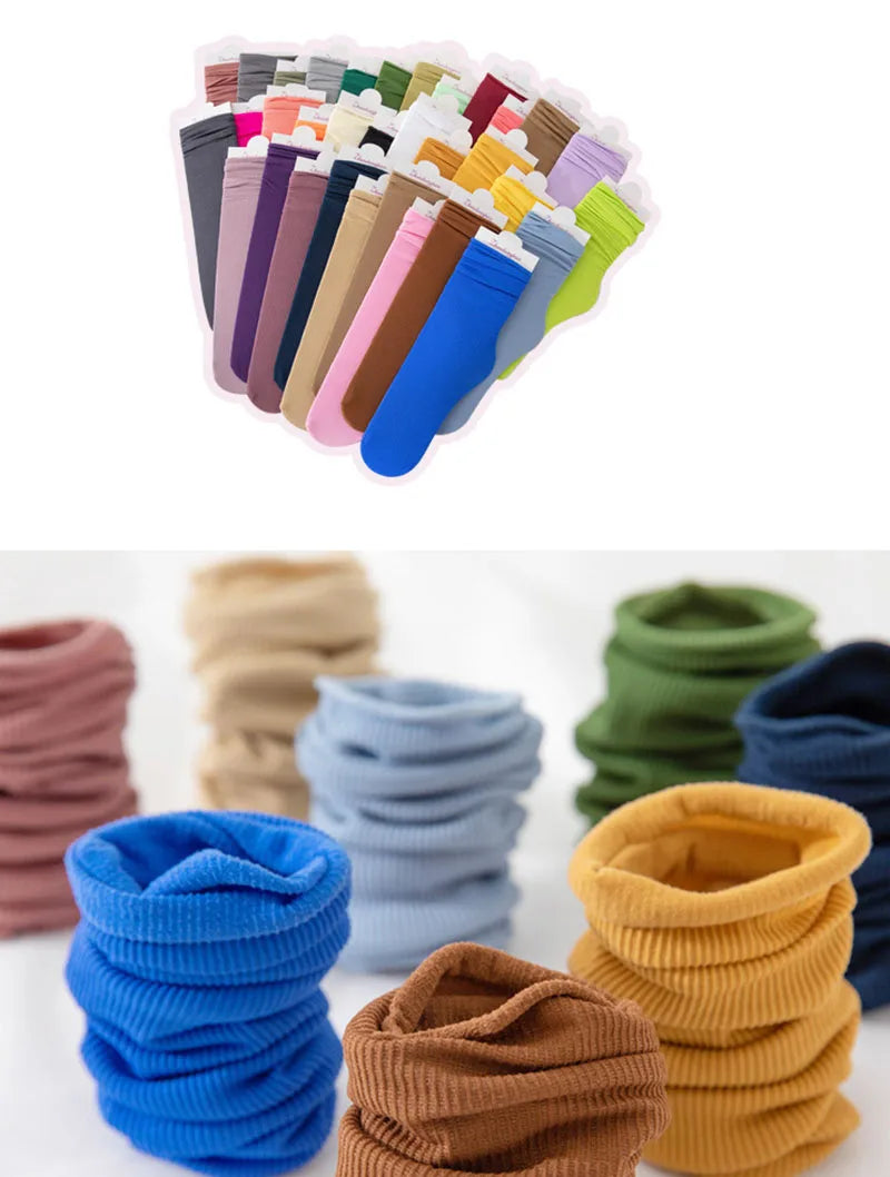 Multicolor Solid Color Ice Silk Velvet Mid Tube Women summer Socks Soft Thin