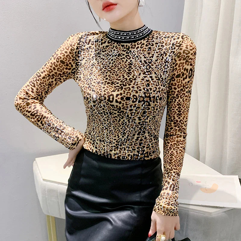 Long Sleeve Women Diamond Tops