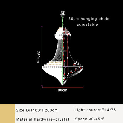 Luxury Gold Large Crystal Chandelier Nordic Home Decoration Led High-end Hanging Lamp