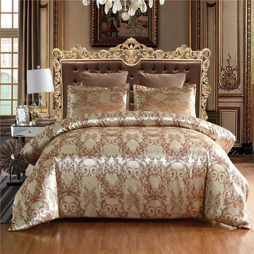 High End Jacquard Luxury European Duvet Cover Set Satin