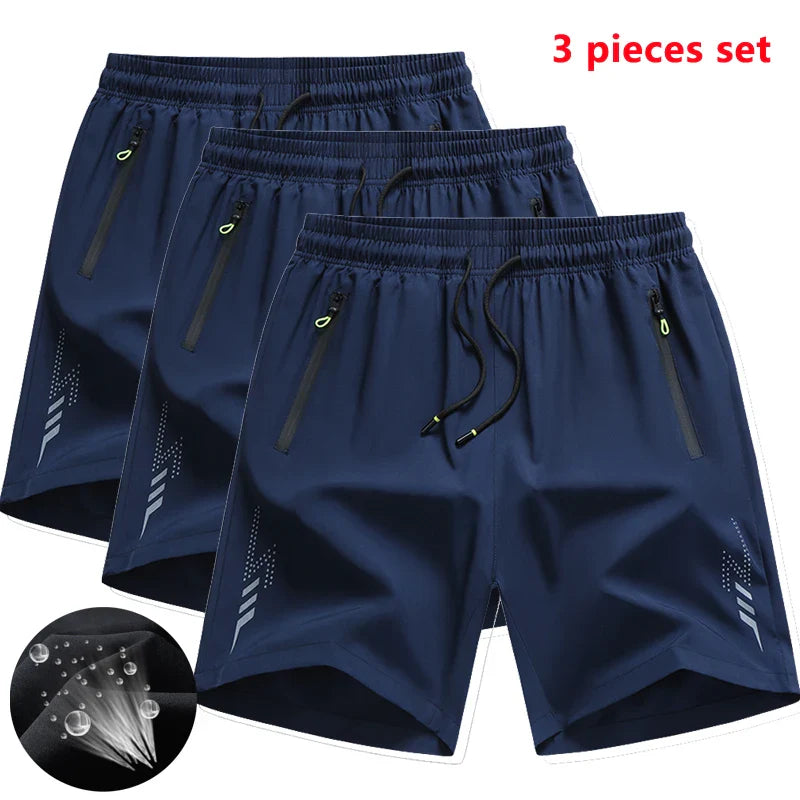 3 Pieces Men's Running Shorts Sports Gym Quick Dry Workout Training Fitness Jogging Short Pants