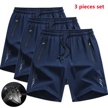 3 Pieces Men's Running Shorts Sports Gym Quick Dry Workout Training Fitness Jogging Short Pants