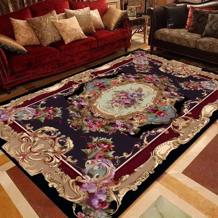 Luxury European Floral Carpets for Living Room Bedroom Carpet Home