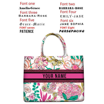 Personalized custom women's tote bag, canvas printed handbag, large capacity beach bag