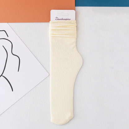 Multicolor Solid Color Ice Silk Velvet Mid Tube Women summer Socks Soft Thin