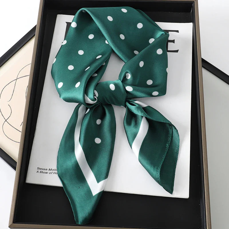 Luxury Brand Silk Satin Square Plaid Scarf