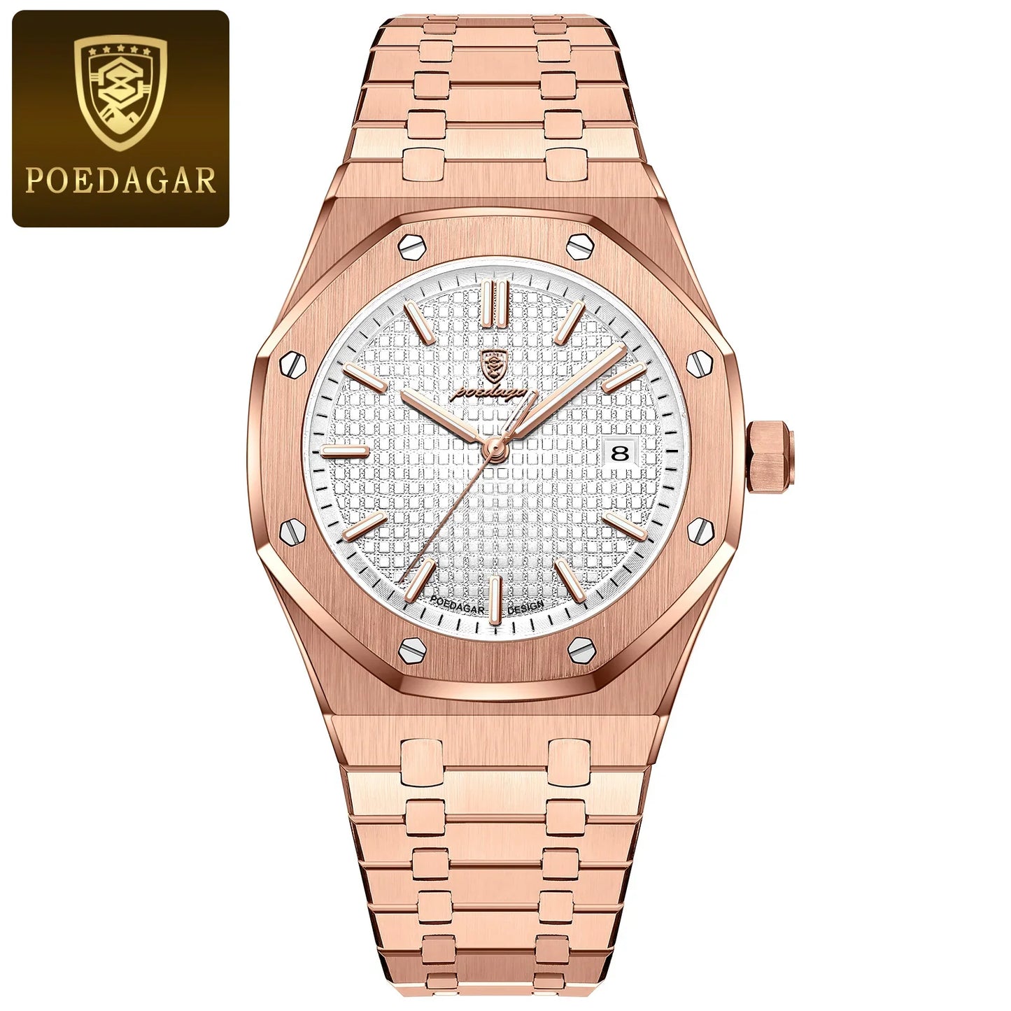 POEDAGAR Luxury Business Man Wristwatch Waterproof Luminous Stainless Steel Fashion Quartz