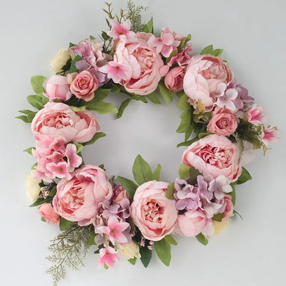 Home Decor Artificial Peony Front Door Wreath