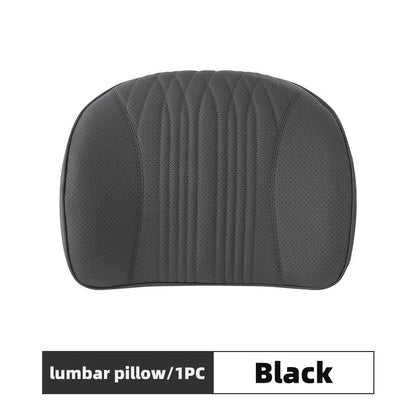 Memory Foam Car Lumbar Support Cushion Breathable Leather Seat Protection Neck Pillow Universal Car Seat Rest Pillow Accessories