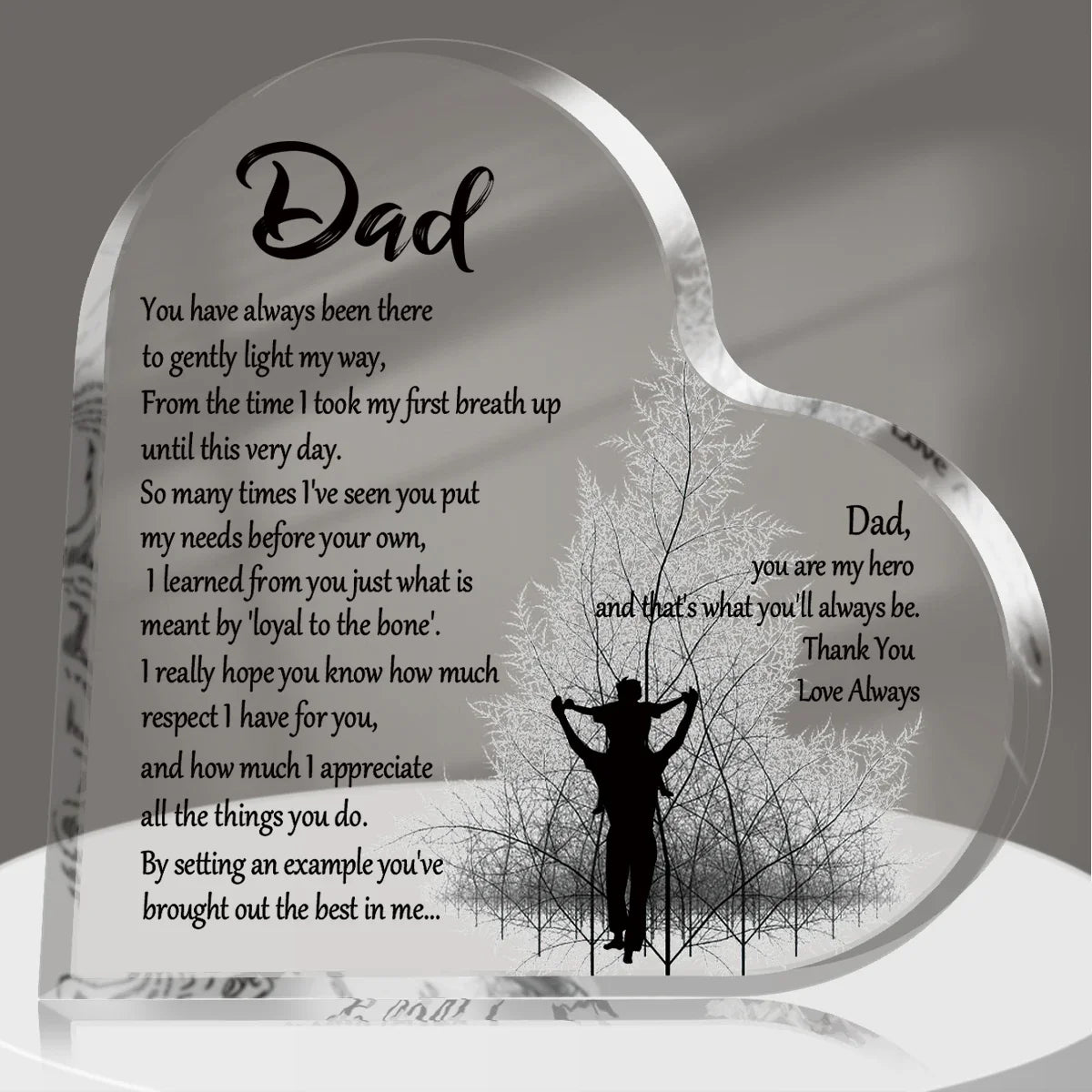 1PC Heart Shape Acrylic Plaque for Dad