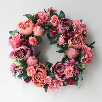 Home Decor Artificial Peony Front Door Wreath