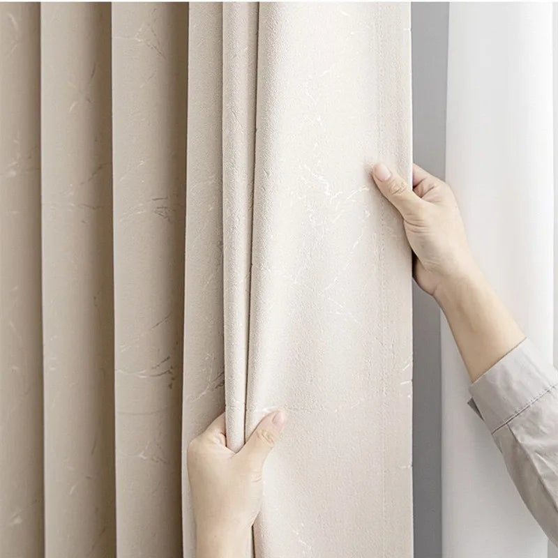 Customized Lightning Jacquard Thickened Chenille Blackout Curtains for Living Room Bedroom French Window