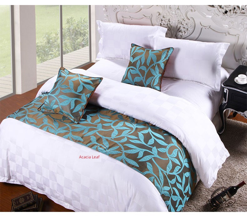 Hotel Bedding Decorative Cloth Bed Runner Bedspread Pure Color