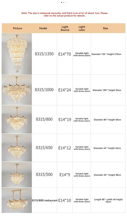 Luxury Stairs Large Crystal Hanging Lamp Chandeliers