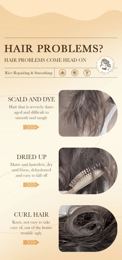 500ml Rice Conditioner Deeply Repairs Damaged Hair, Controls Oil Moisturizes, Leaves Hair Volumizing, Smooth, Shiny, And Elastic