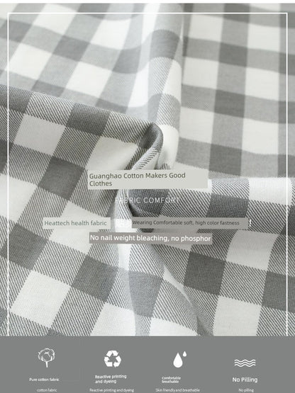 Cotton Couple Pajamas for Men and Women Spring and Autumn Pure Cotton Thin Plaid Long Sleeves Plus Size Outerwear