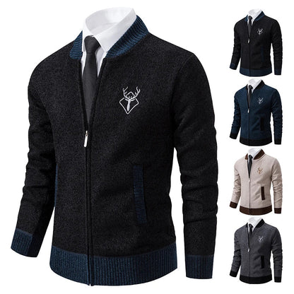 Men's winter warm padded knitted cardigan sweater