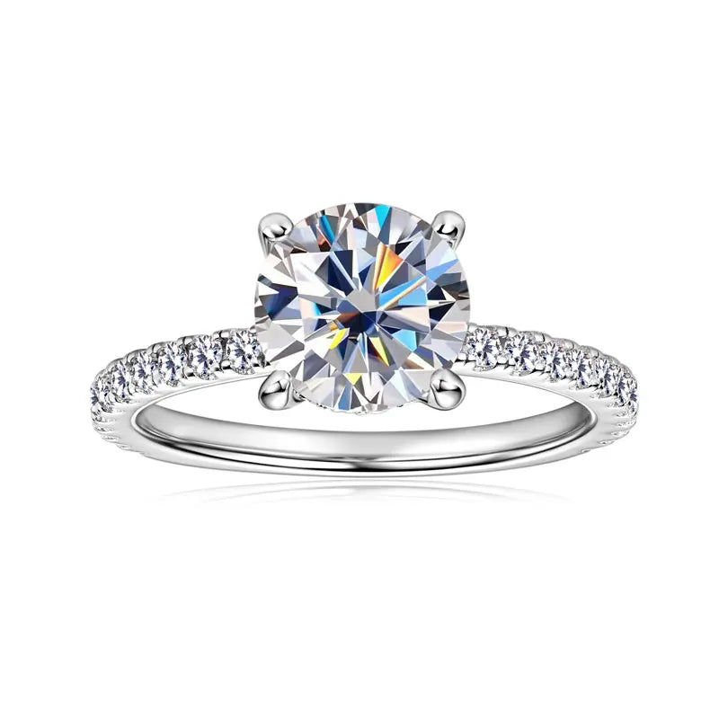 Lnngy 8mm 2ct Moissanite Halo Ring Certified 925 Sterling Silver Engagement Rings For Women Girls Wedding Party Jewelry Gift