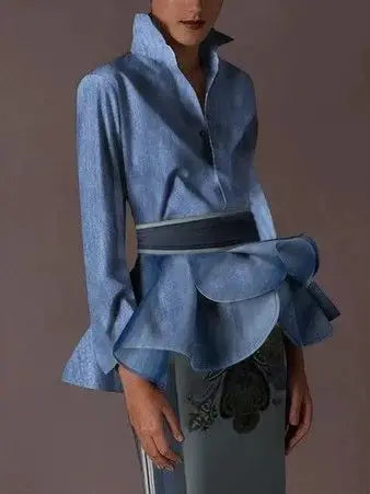 Elegant Women's Flared Sleeves Blouse Urban Printed for Woman