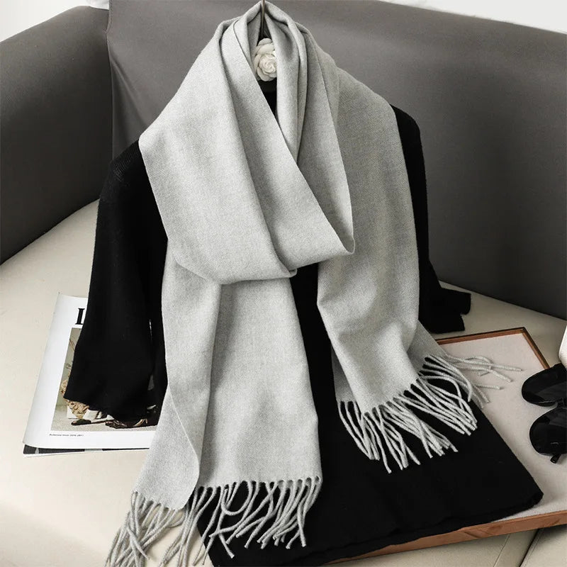 Color Solid Women Winter Scarf Warm Thicken Cashmere Shawl