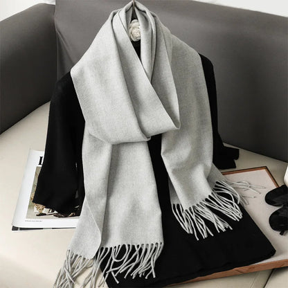 Color Solid Women Winter Scarf Warm Thicken Cashmere Shawl