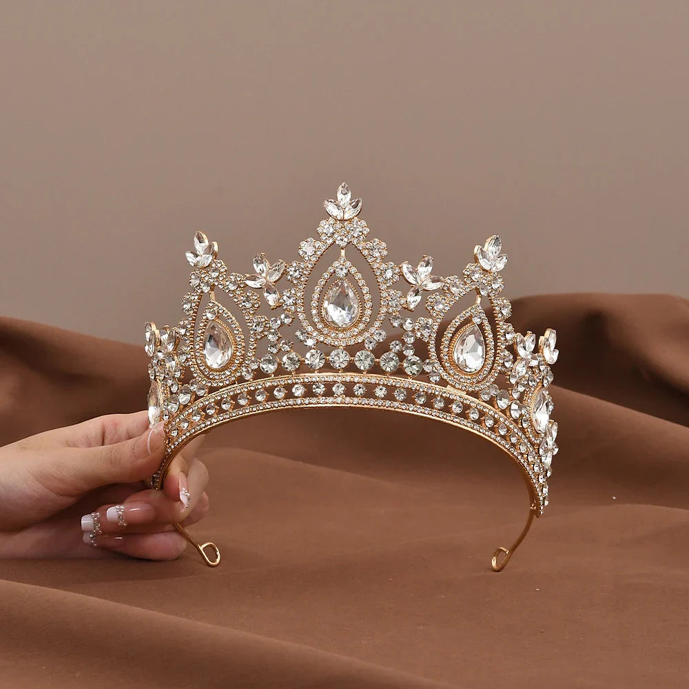 Luxury Baroque Crystal Royal Queen Wedding or Pageant Crown Rhinestone Tiaras