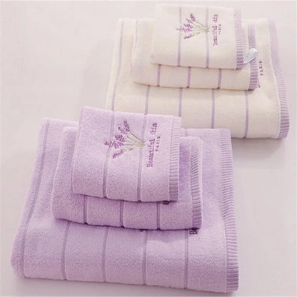 High-quality pure cotton embroidered bath towel, lavender scented, soft, quick-drying, highly absorbent hand towel/face towel