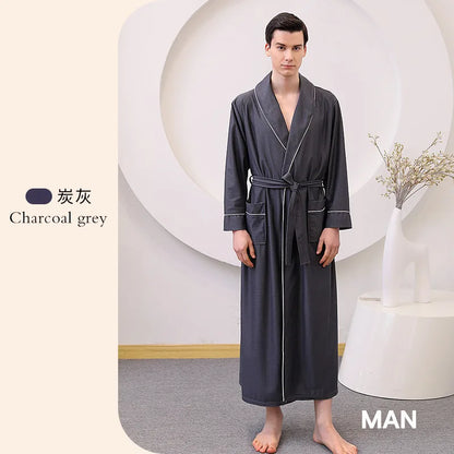 Hotel Couple Bathrobe Long Sleeved Robe Kimono Sleepwear Pajama Large Size