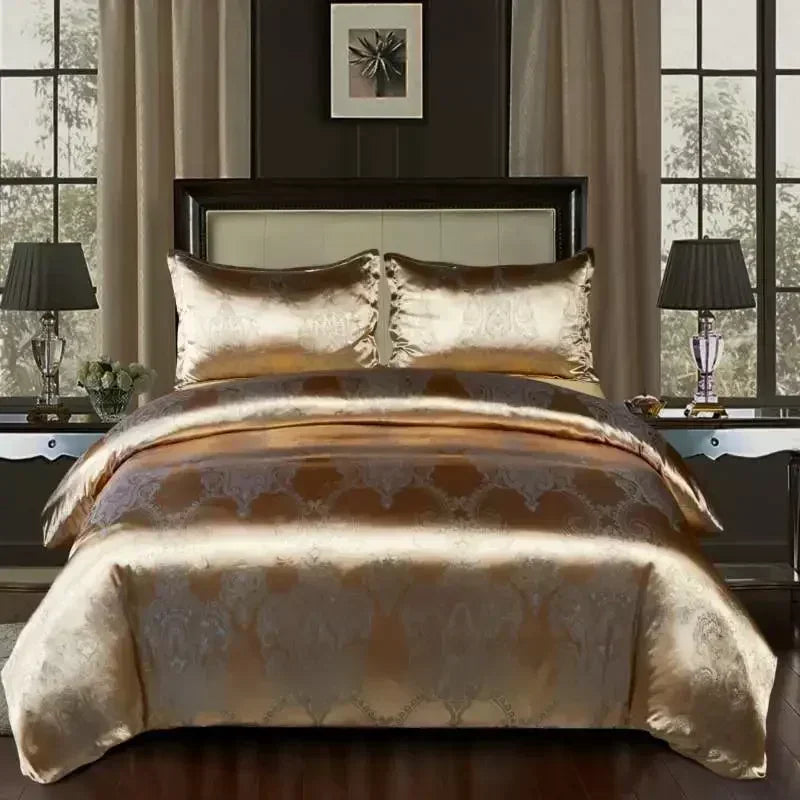 High End Jacquard Luxury European Duvet Cover Set Satin