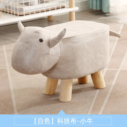 Real Wood Low Stools Creative Animal Elephant Cartoon Family Change Shoe taburete Small Stool ottomans Lovely pouf