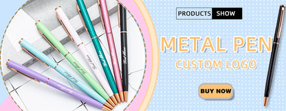 20Pcs Customized Logo Rose Gold Metal Ballpoint Pens Personalized Engraved Name Advertising Gifts Business Stationery Wholesale