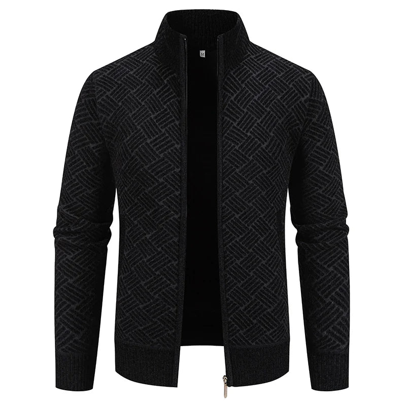 Men's Winter Jacket Thick Warm Casual Fleeced Windbreaker Knitting Jackets Autumn Spring Cardigan Coat Stand Collar
